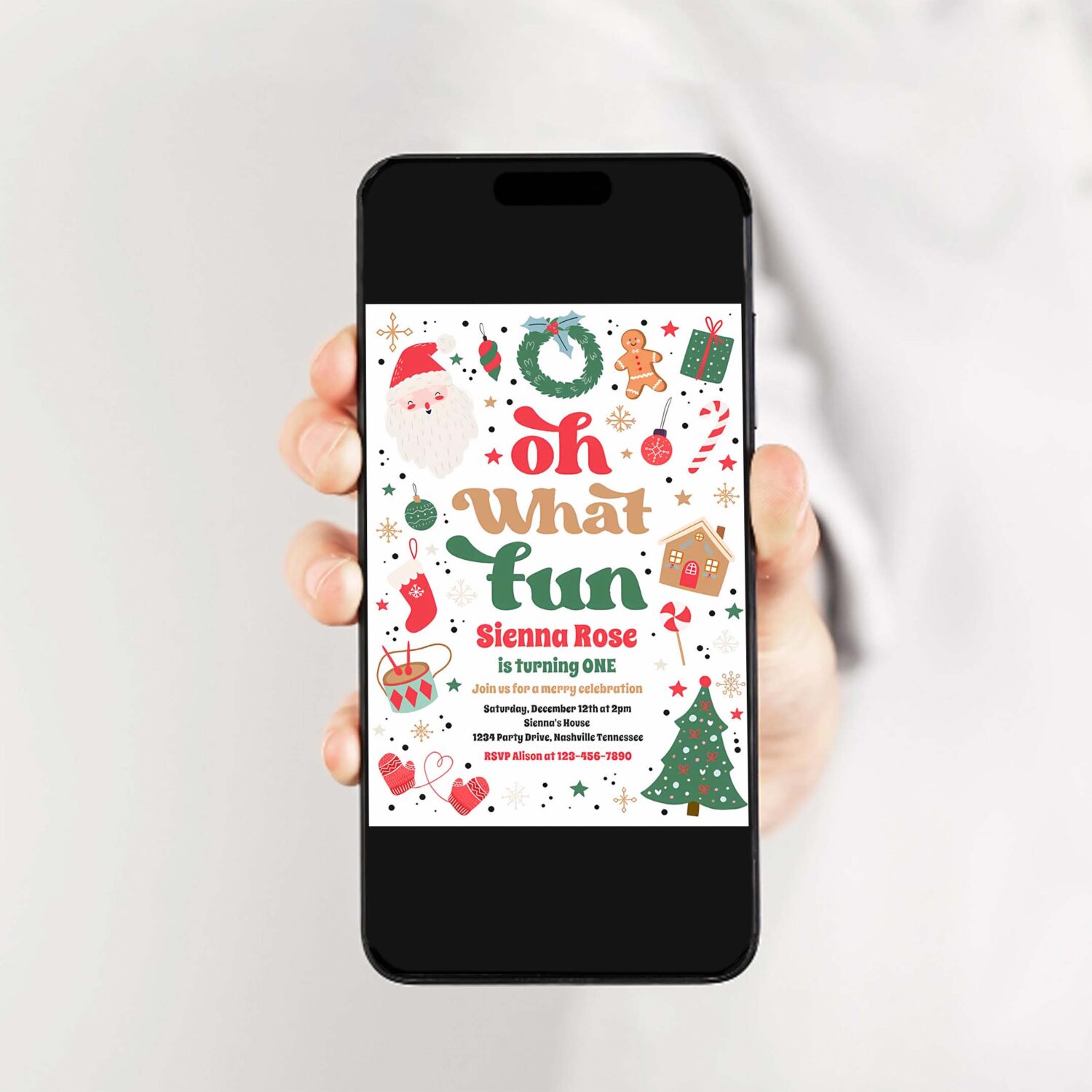 Oh what fun traditional christmas birthday party invitation y29c 2