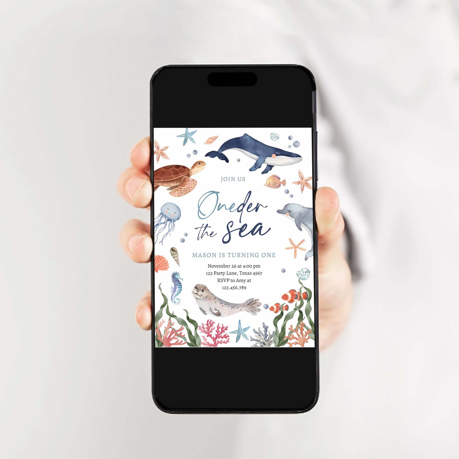 Oneder the sea nautical ocean 1st first birthday invitation a77j 2