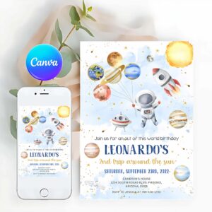 Outer Space Invitation, Outer Space Birthday Boy Invitation, Planets Rocket Ship Astronaut Invite