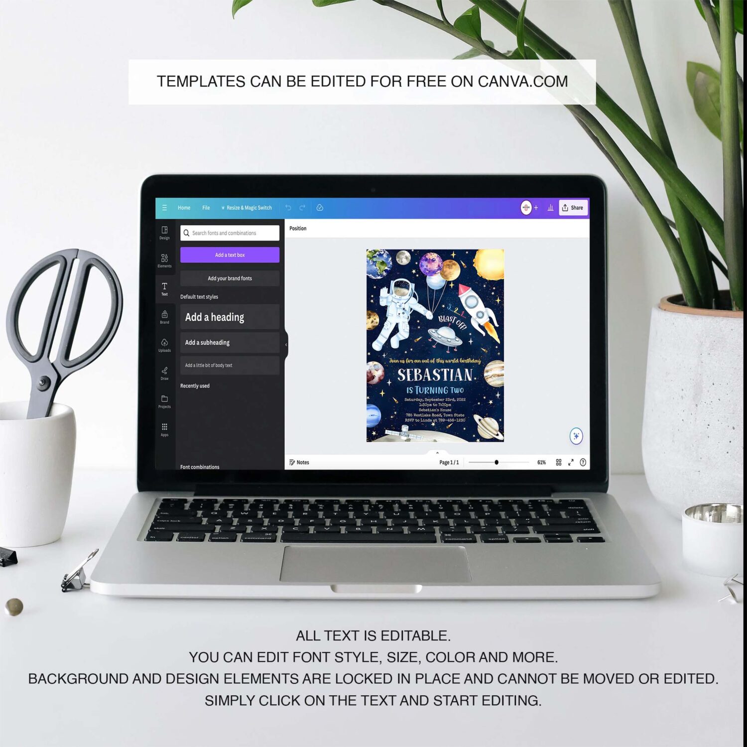 Outer space birthday invitation template planets rocket ship astronaut invite galaxy blast off invitation 3