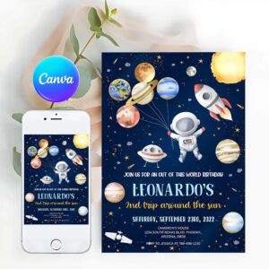 Outer Space Invitation, Outer Space Birthday Invitation Template, Planets Rocket Ship Astronaut Invite, Outer Space Galaxy Blast Off Invitation