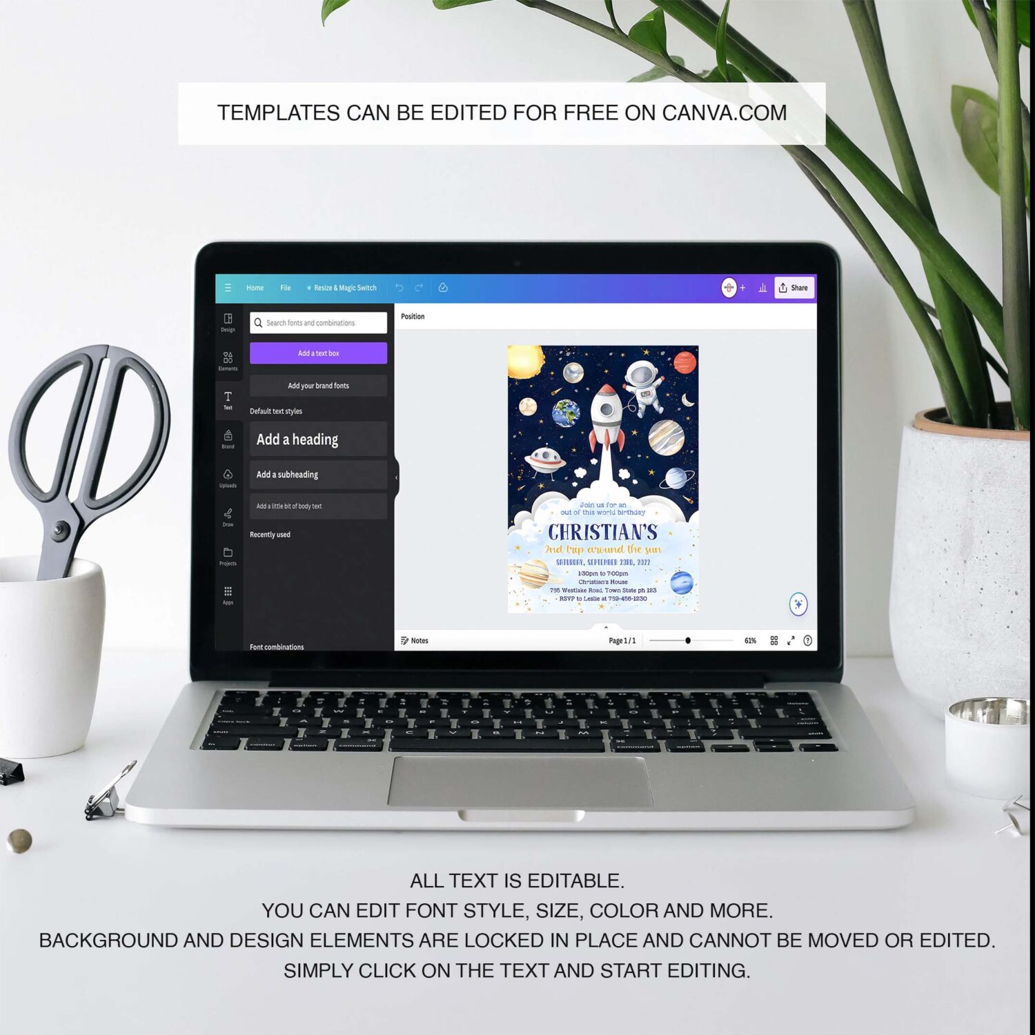 Outer space birthday invite planets rocket ship astronaut invite galaxy blast off invitation 3