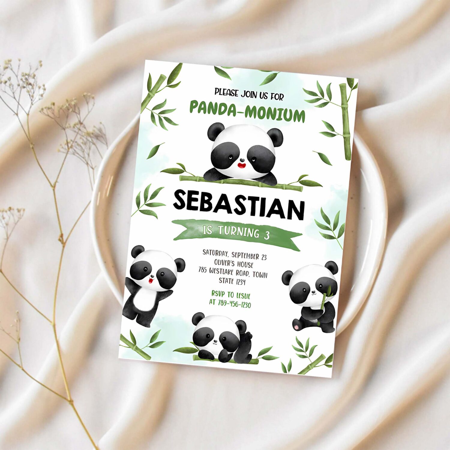 Panda birthday invitation panda birthday invitation panda invitation panda thank you tag panda invitation 1