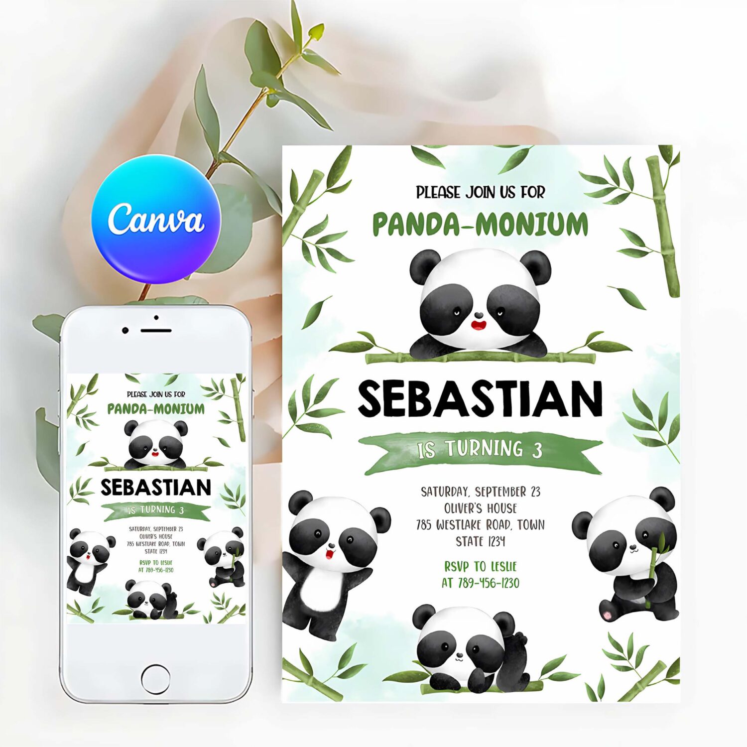 Panda birthday invitation panda birthday invitation panda invitation panda thank you tag panda invitation