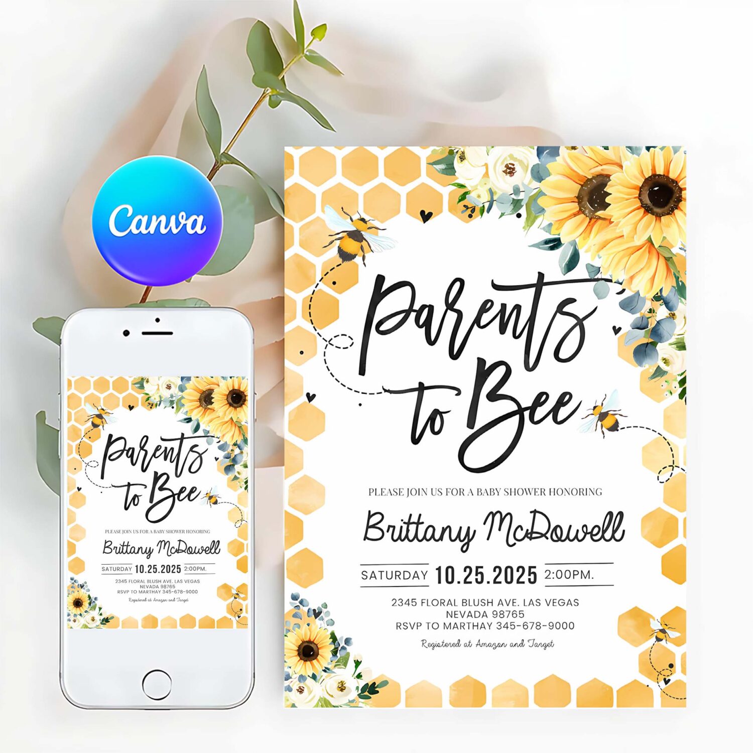 Parents to bee baby shower invitation sunflower gender neutral honey bee baby shower invite