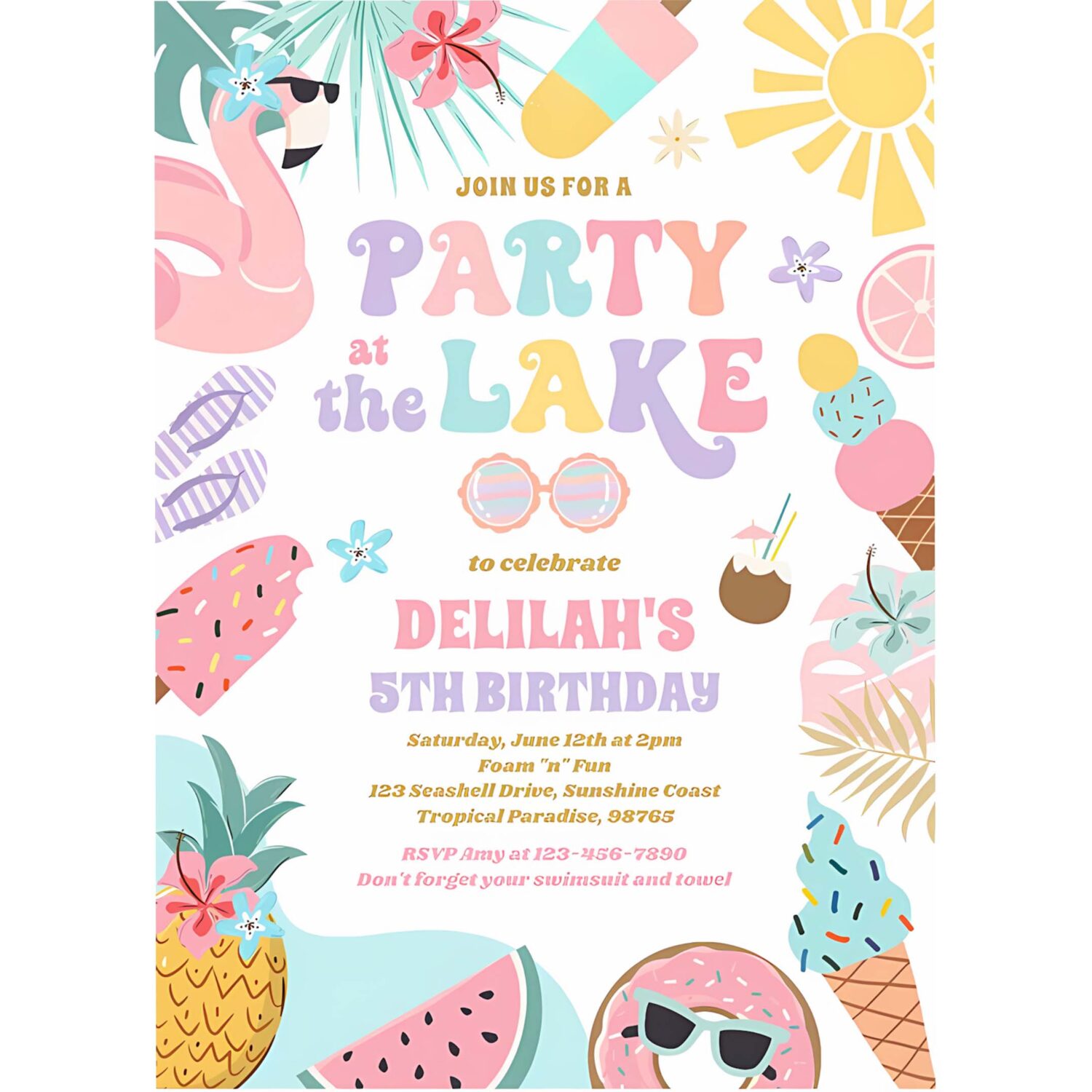 Party at the lake summer bbq birthday party invitation y22l 4