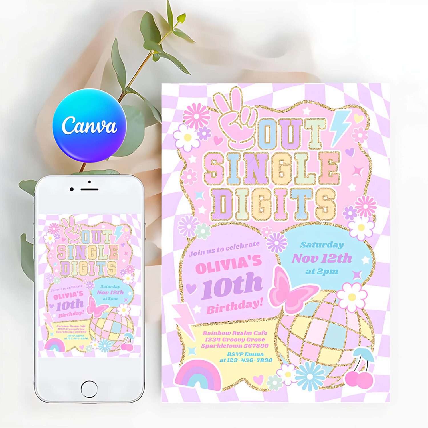Peace out single digits preppy varsity birthday invitation c42s