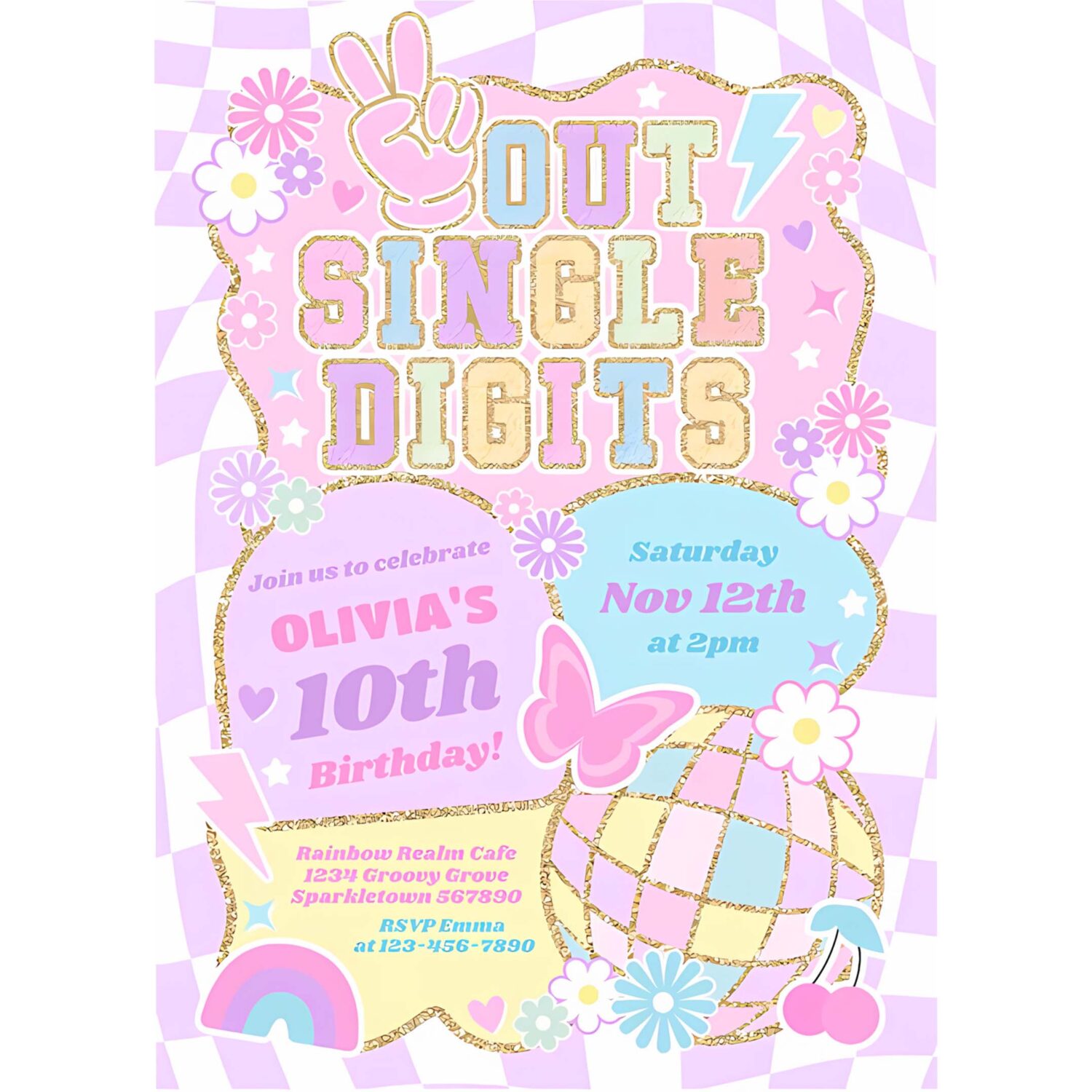 Peace out single digits preppy varsity birthday invitation c42s 4