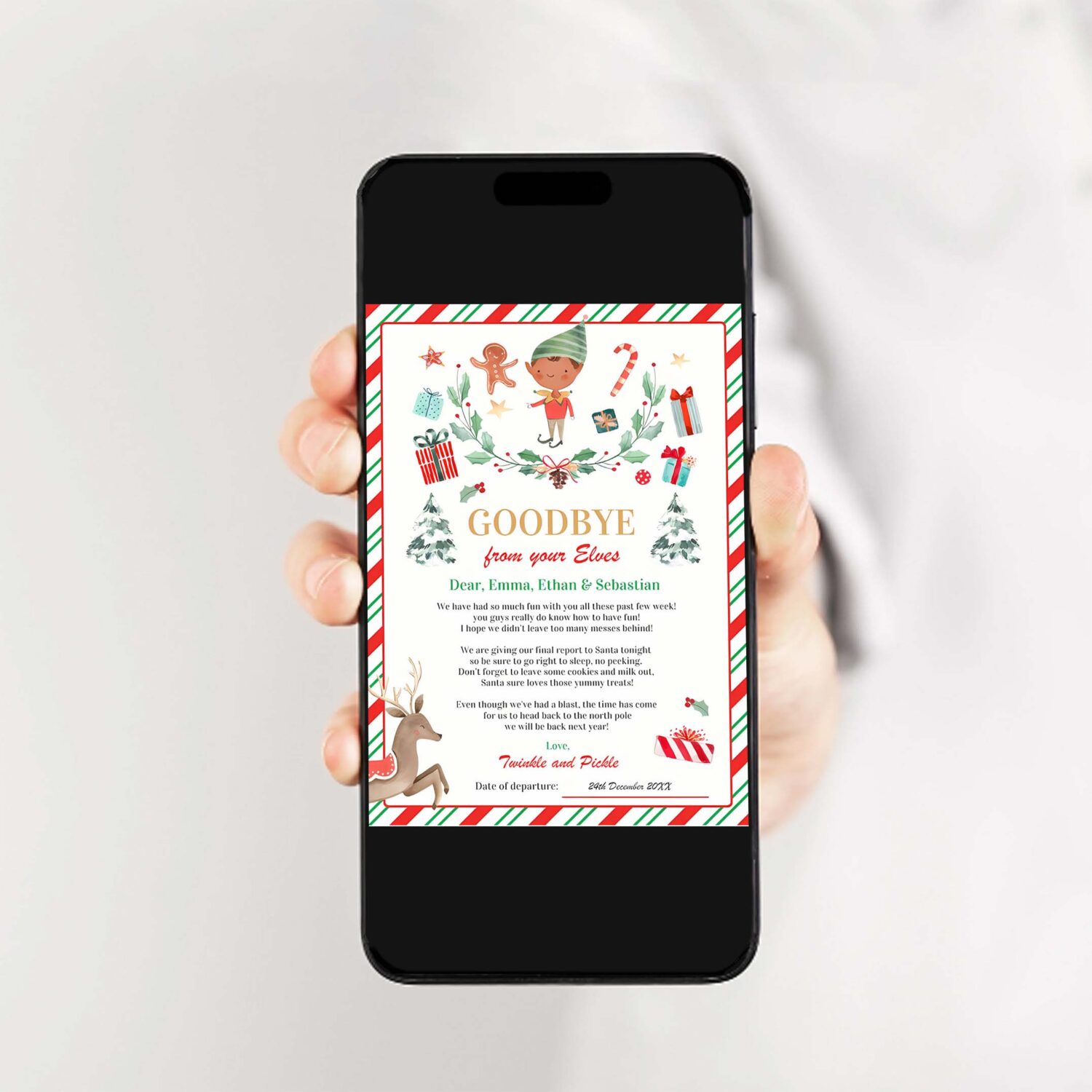 Personalized elf goodbye letter elf holiday card r58e 2