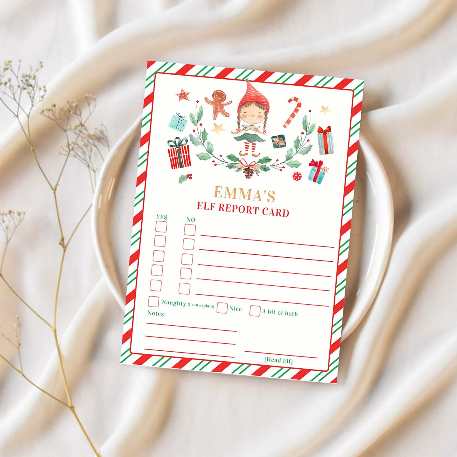 Personalized elf report card elf holiday card c14e 1