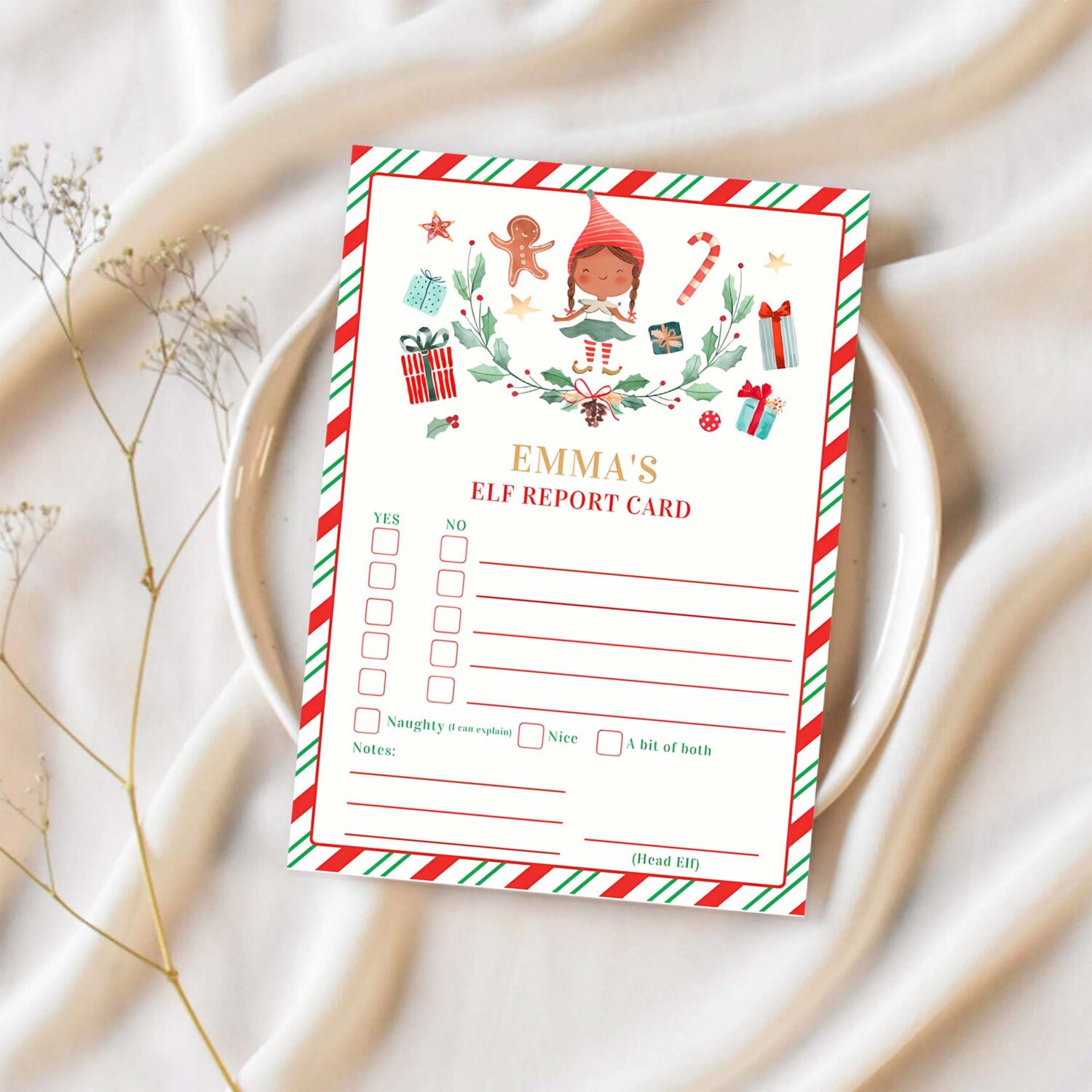 Personalized elf report card elf holiday card c34p 1