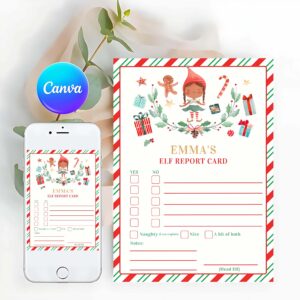 Elf Card Invitation, Personalized Elf Report Card Elf Holiday Card