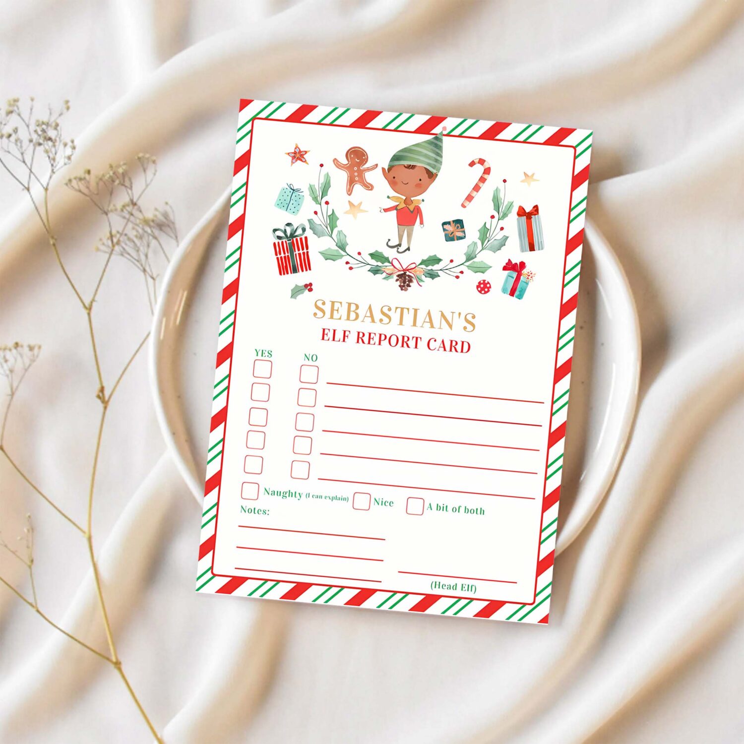 Personalized elf report card elf holiday card k15p 1