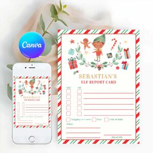 Elf Card Invitation, Personalized Elf Report Card Elf Holiday Card