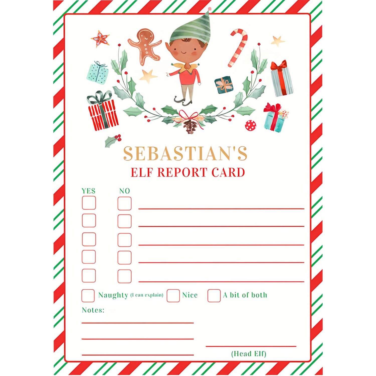 Personalized elf report card elf holiday card k15p 4