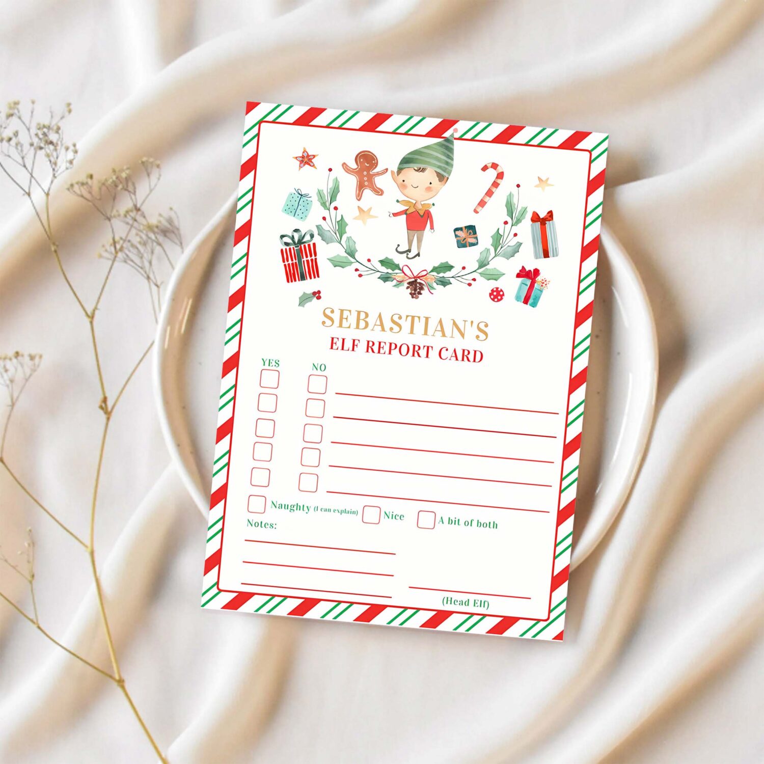 Personalized elf report card elf holiday card t55p 1
