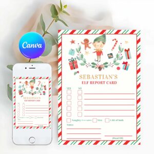 Elf Card Invitation, Personalized Elf Report Card Elf Holiday Card