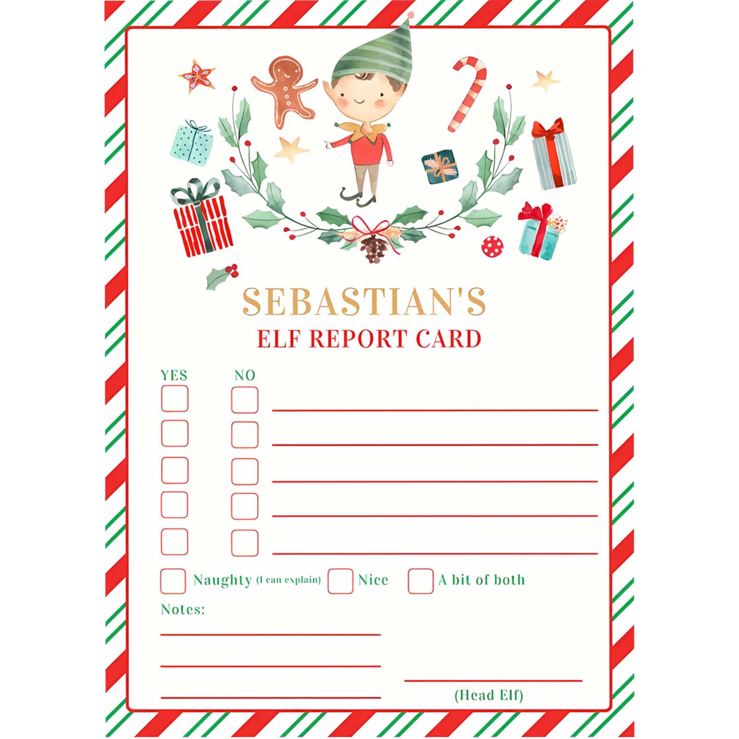 Personalized elf report card elf holiday card t55p 4