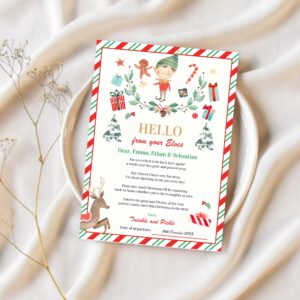 Personalized elf return letter elf holiday card e57v 1