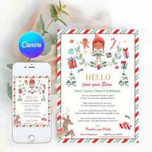 Elf Card Invitation, Personalized Elf Return Letter Elf Holiday Card