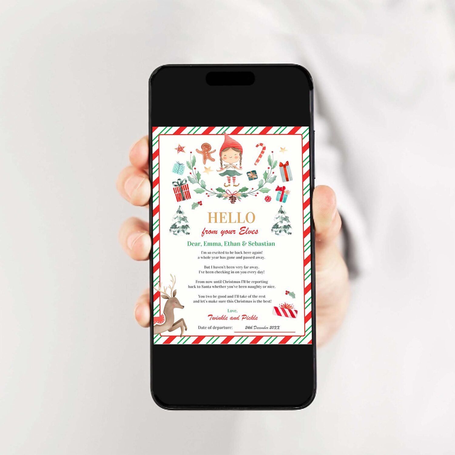 Personalized elf return letter elf holiday card z37i 2