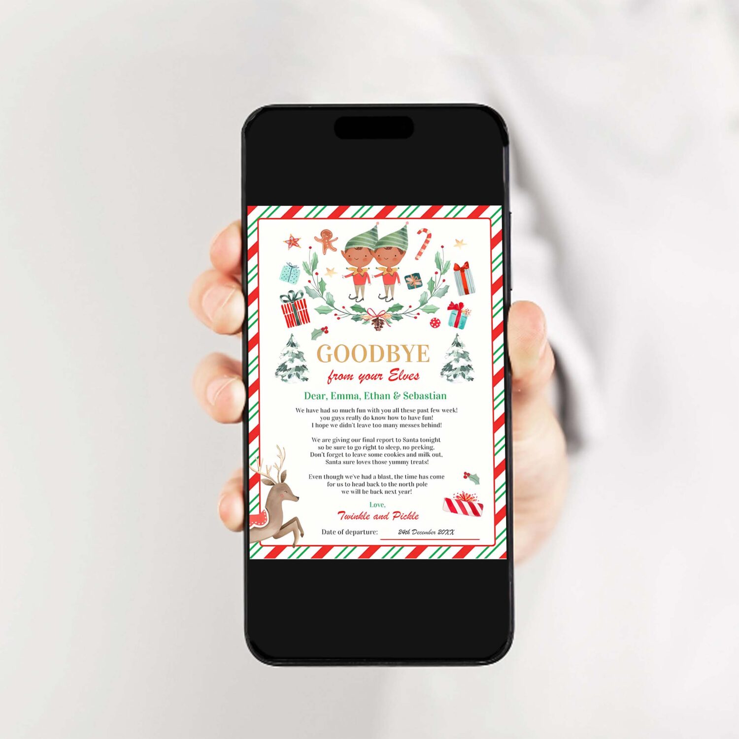 Personalized elves goodbye letter elf holiday card i14z 2