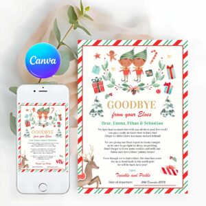 Elf Card Invitation, Personalized Elves Goodbye Letter Elf Holiday Card
