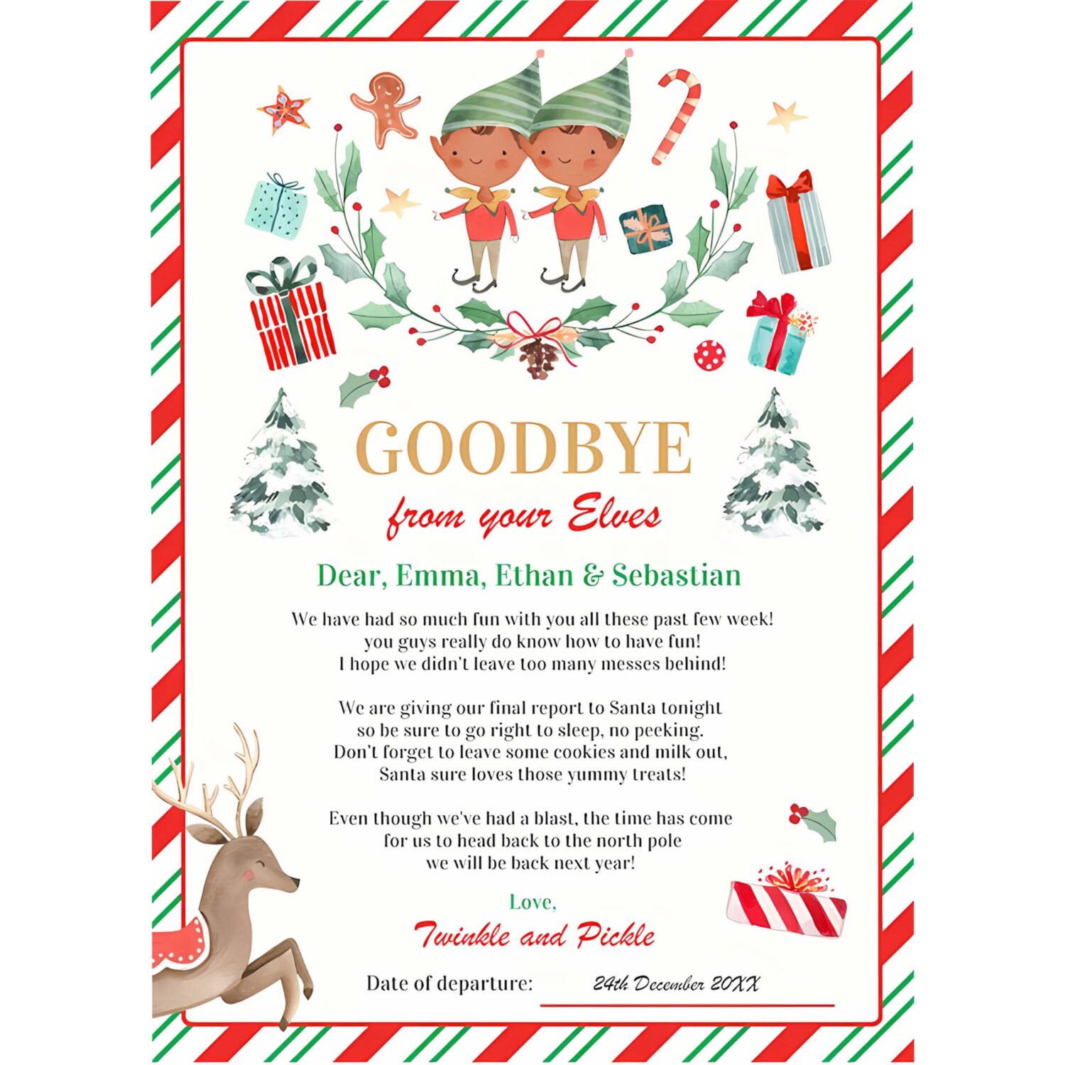 Personalized elves goodbye letter elf holiday card i14z 4