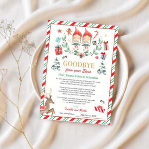 Personalized elves goodbye letter elf holiday card k46b 1