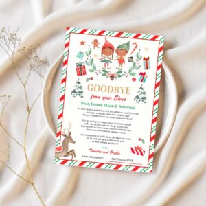 Personalized elves goodbye letter elf holiday card m38e 1