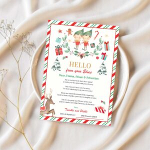 Personalized elves return letter elf holiday card b85q 1
