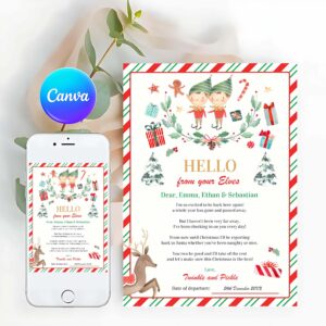 Elf Card Invitation, Personalized Elves Return Letter Elf Holiday Card