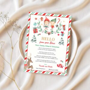 Personalized elves return letter elf holiday card d71j 1