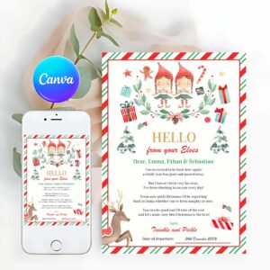 Elf Card Invitation, Personalized Elves Return Letter Elf Holiday Card