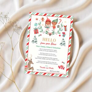 Personalized elves return letter elf holiday card o28f 1