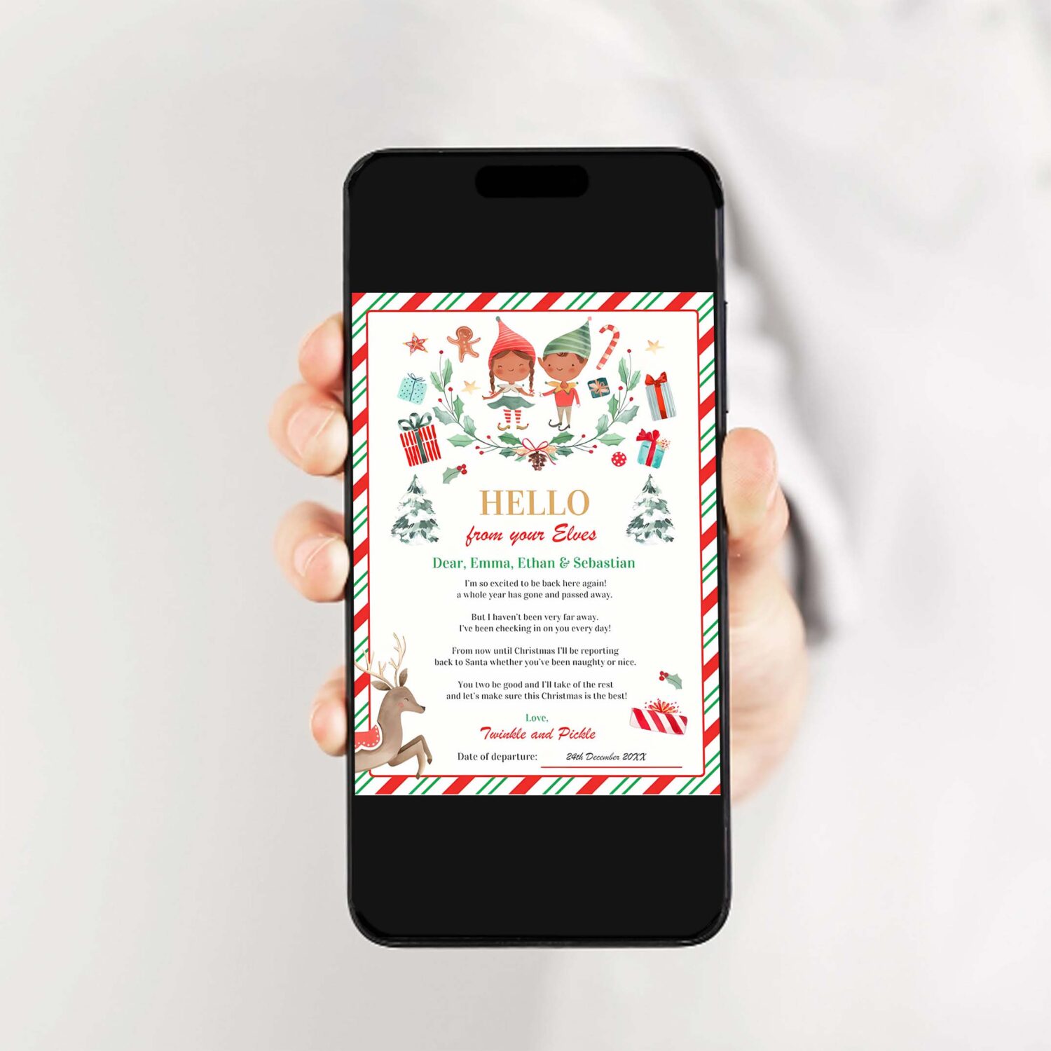 Personalized elves return letter elf holiday card o28f 2