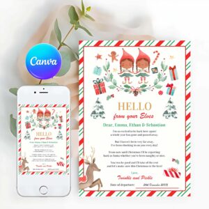 Elf Card Invitation, Personalized Elves Return Letter Elf Holiday Card