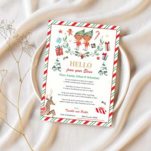 Personalized elves return letter elf holiday card v81t 1