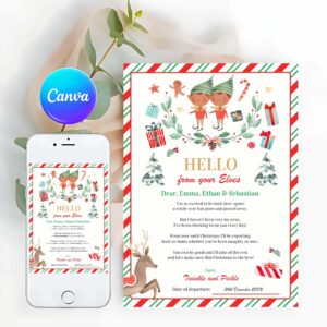 Elf Card Invitation, Personalized Elves Return Letter Elf Holiday Card