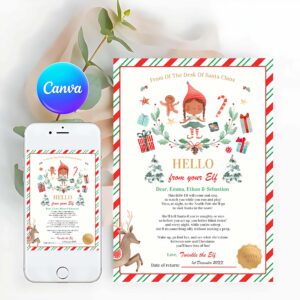 Elf Card Invitation, Personalized First Time Elf Arrival Letter