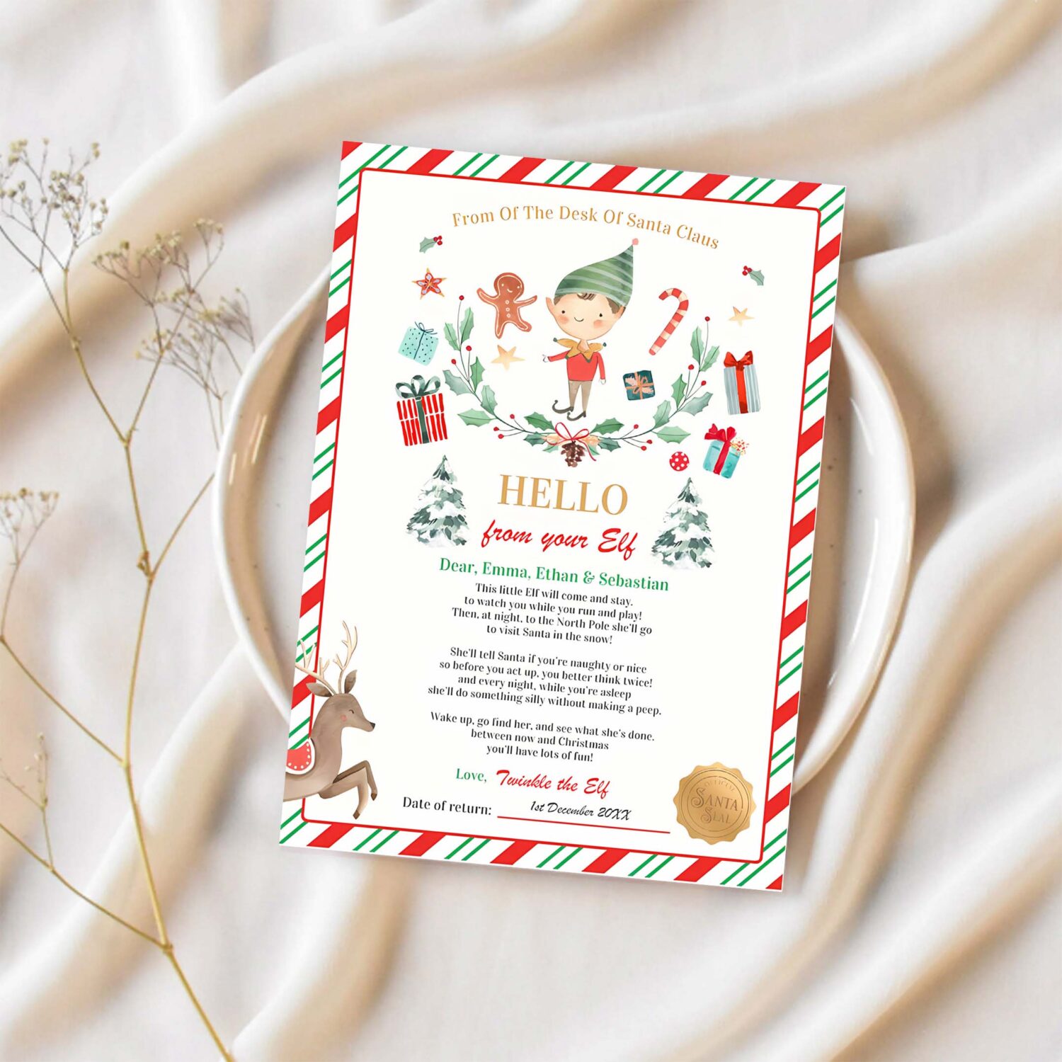 Personalized first time elf arrival letter n55x 1