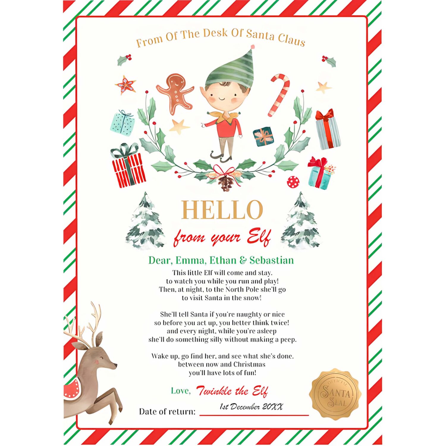 Personalized first time elf arrival letter n55x 4
