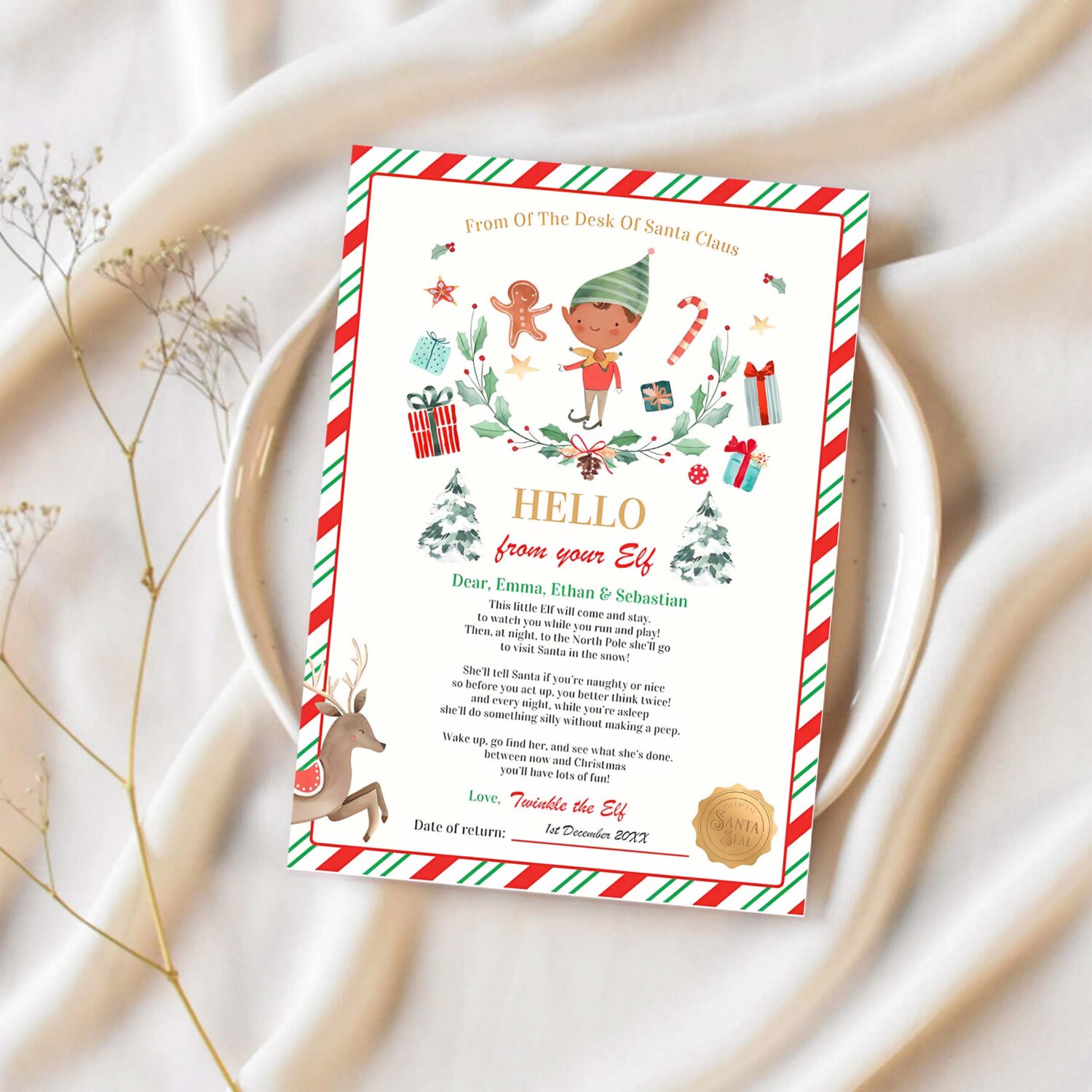Personalized first time elf arrival letter t59a 1