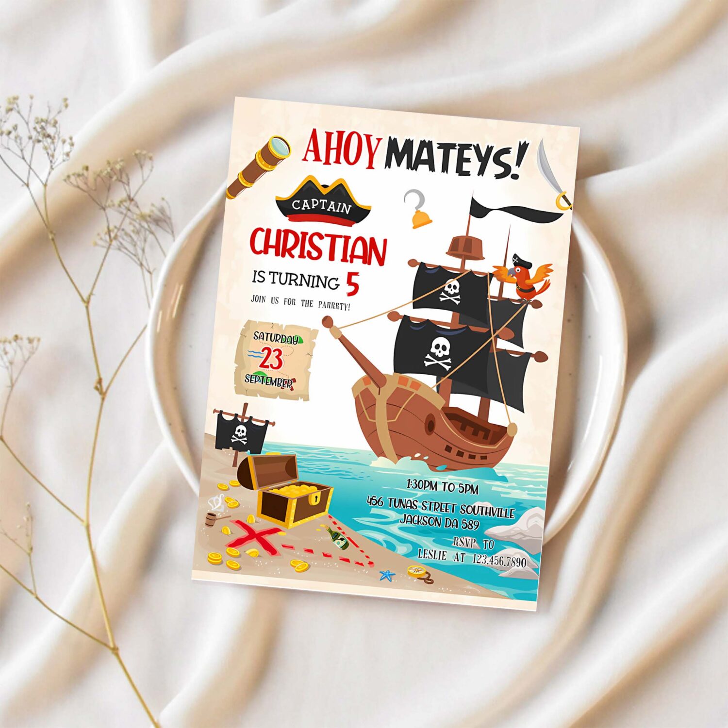 Pirate invitation pirate birthday invitation pirate editable invitation pirate invitation 1