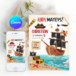Pirate Invitation, Pirate Invitation, Pirate Birthday Invitation, Pirate Invitation, Pirate Invitation