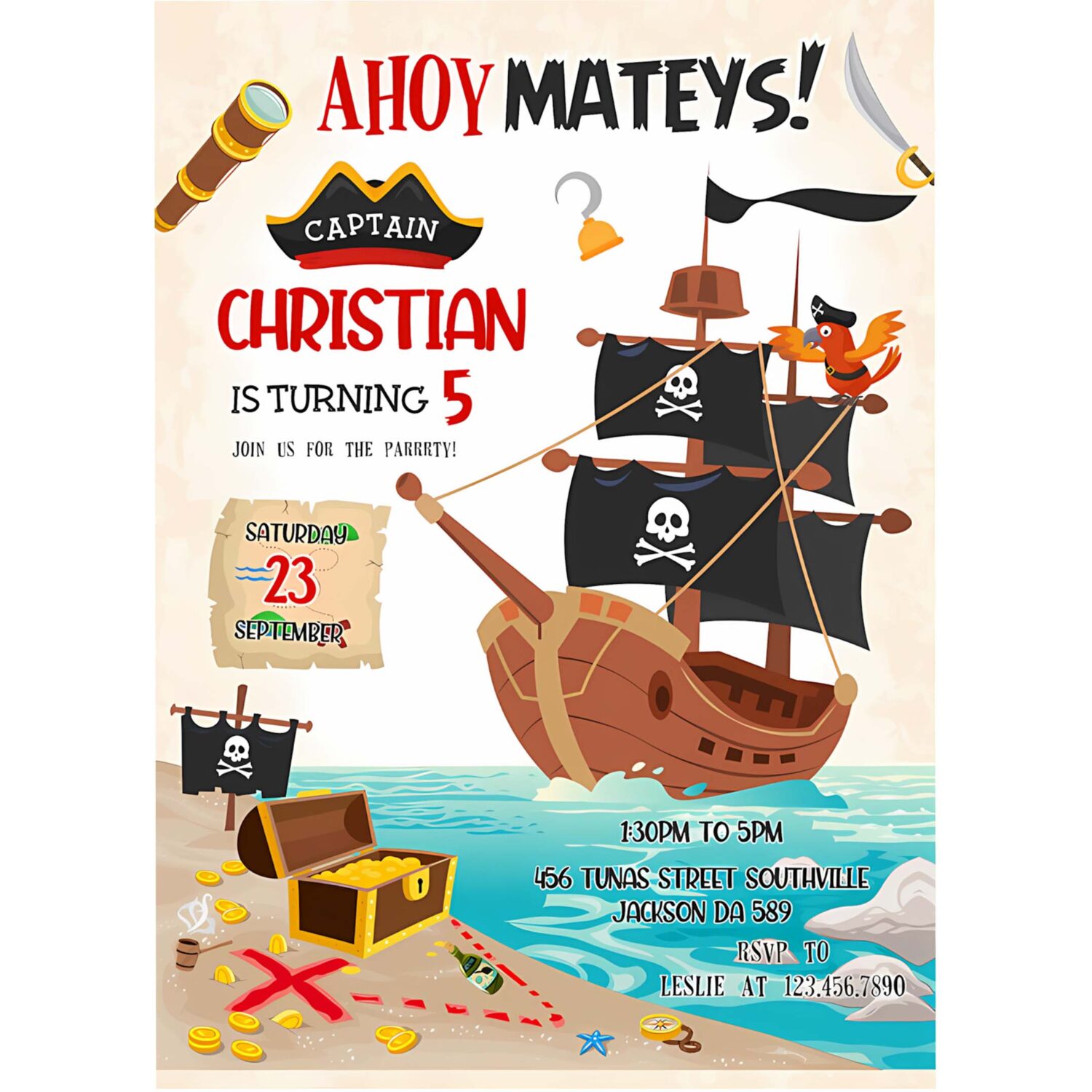 Pirate invitation pirate birthday invitation pirate editable invitation pirate invitation 4