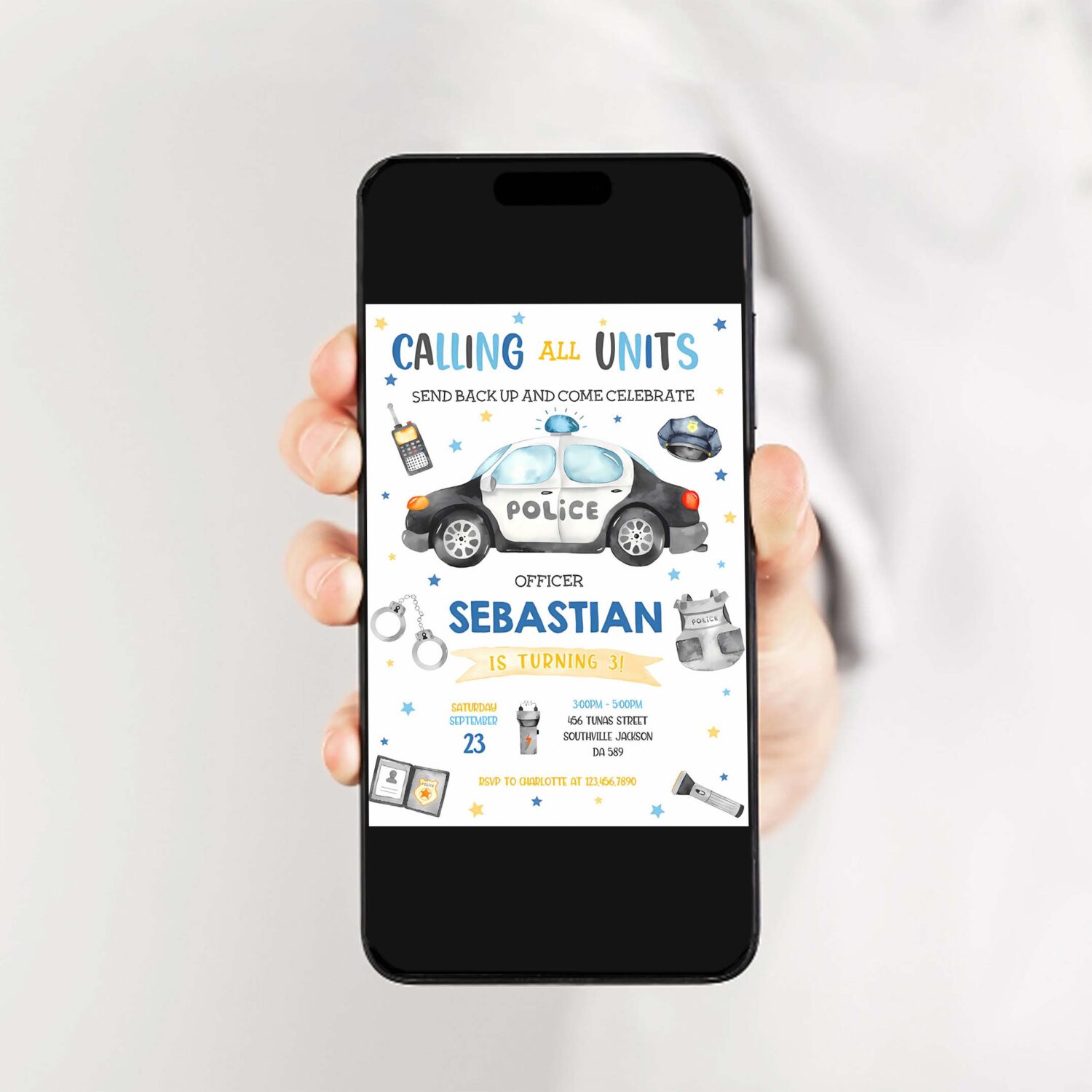 Police birthday invitation template police officer invitation policeman invitation 2