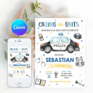 Police Invitation, Police Birthday Invitation template, Police Officer Invitation, Policeman Invitation