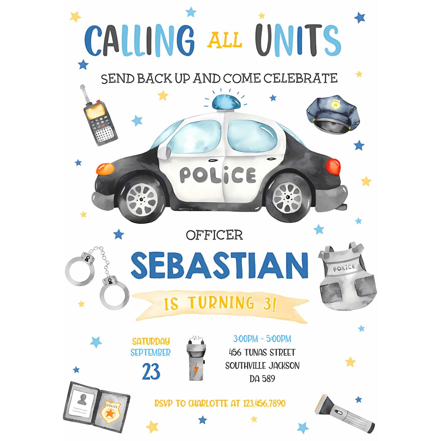 Police birthday invitation template police officer invitation policeman invitation 4