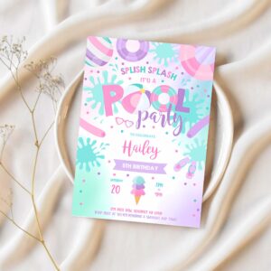 Pool party invitation pool birthday party invitation swimming pool birthday summer pool party 1